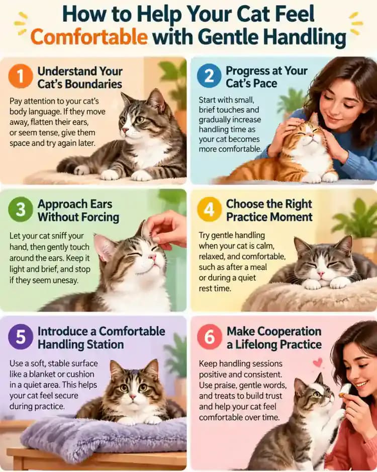 Pet care infographic for How to Help Your Cat Feel Comfortable with Gentle Handling