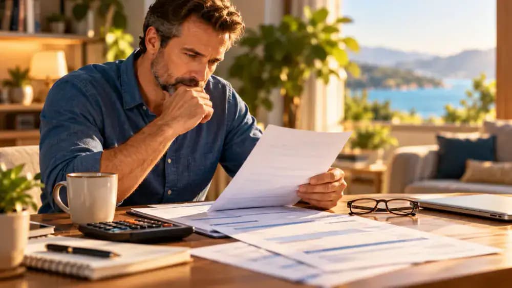 Adult checking health insurance documents to understand HSA contribution eligibility.