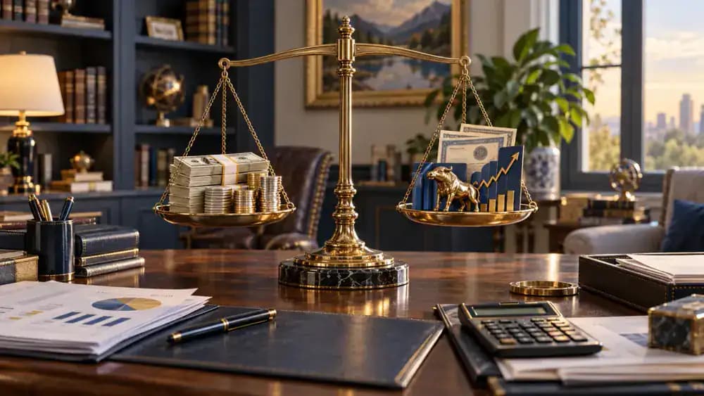 Balanced investment portfolio between conservative and aggressive assets