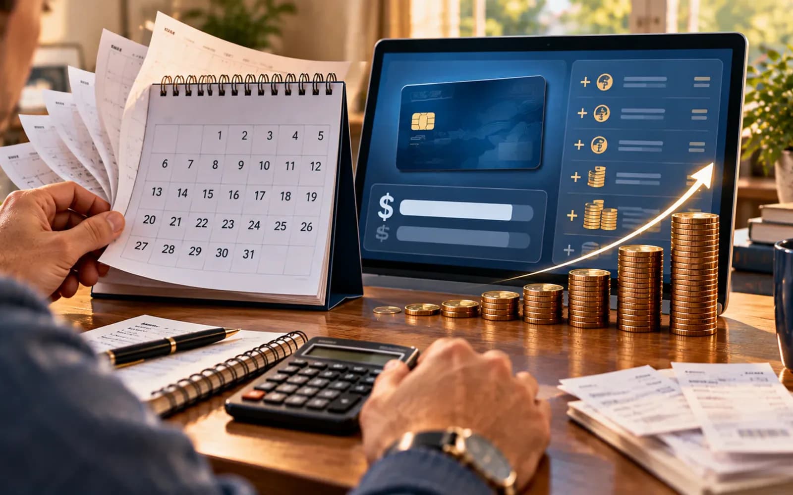 Daily interest charges accumulating beside a credit card balance