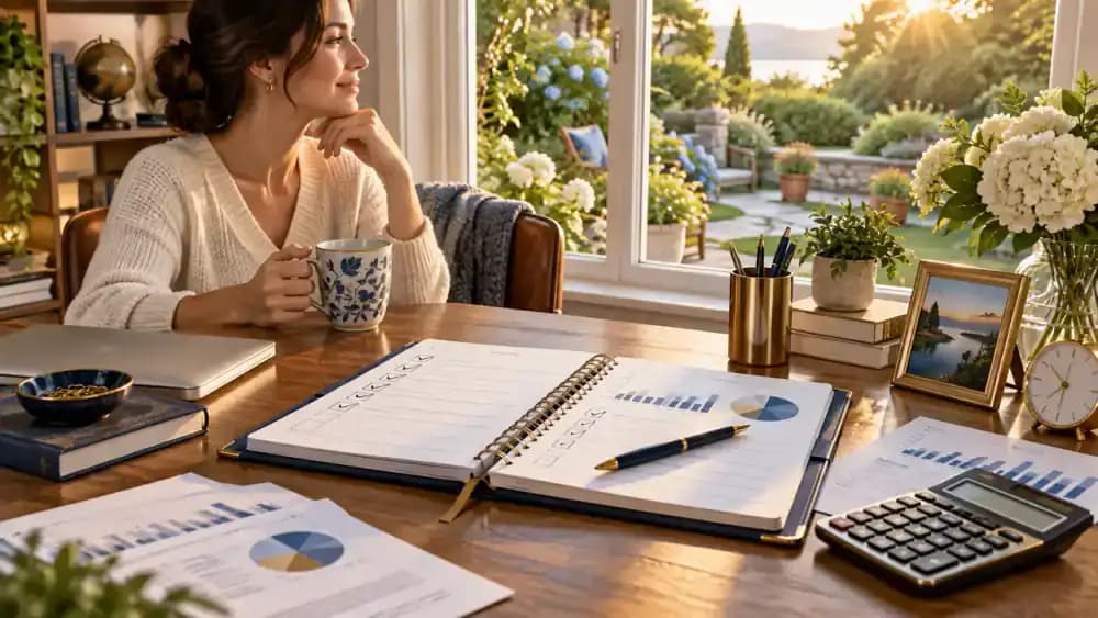 Completed retirement planning checklist and organized financial records