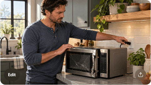 Calendar-style oven maintenance routine showing a weekly two-minute cleanup of crumbs, the oven handle, control panel, and fresh interior splatters.
