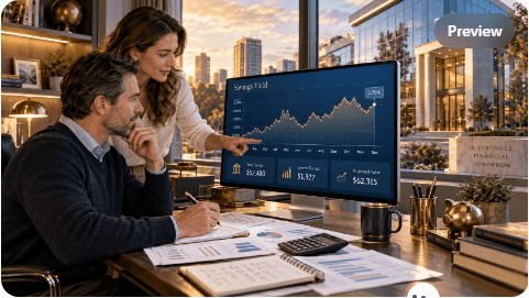 Savings account rate moving up and down on a financial dashboard