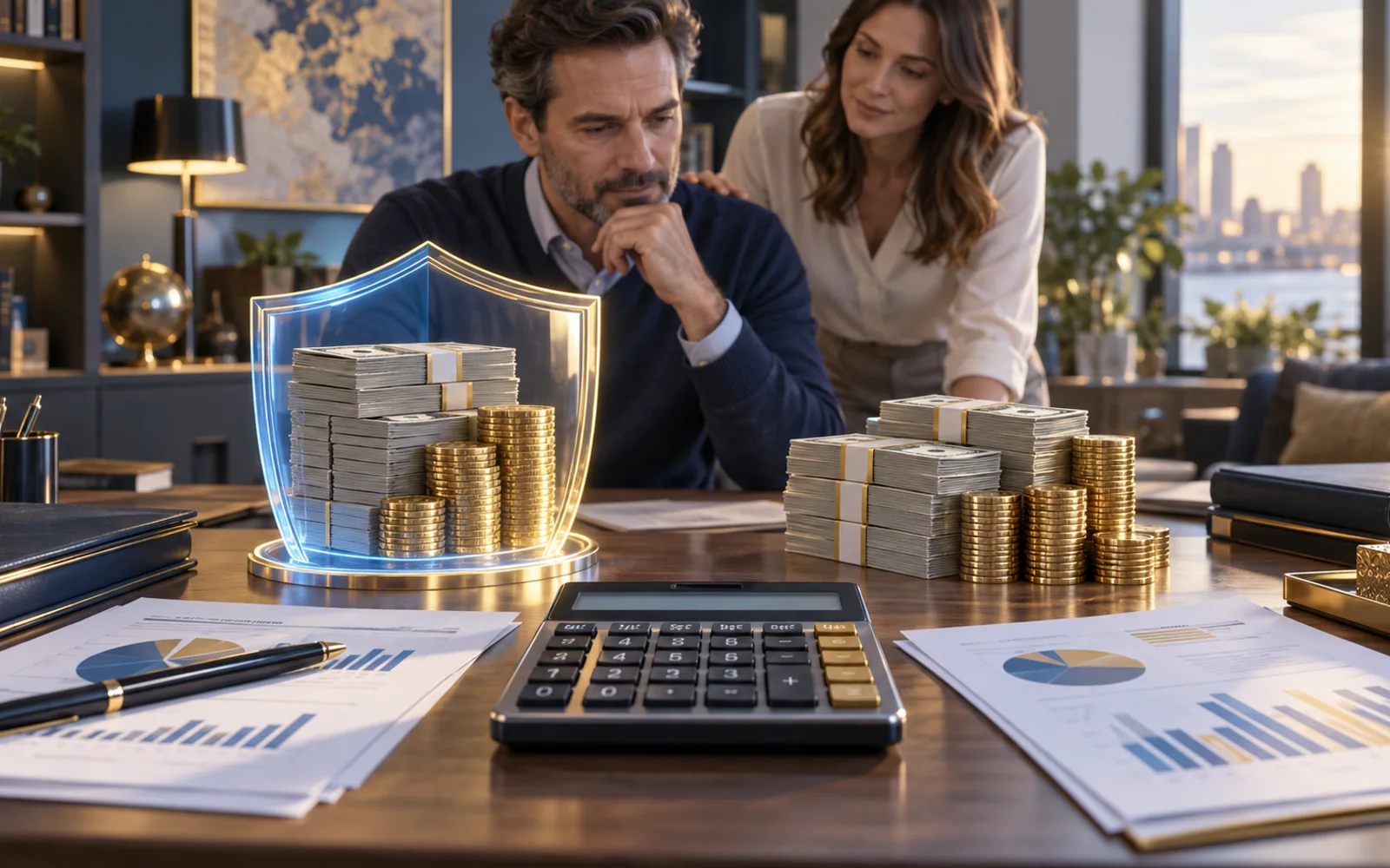 Calculator showing $300,000 total deposits with $50,000 above an insurance threshold