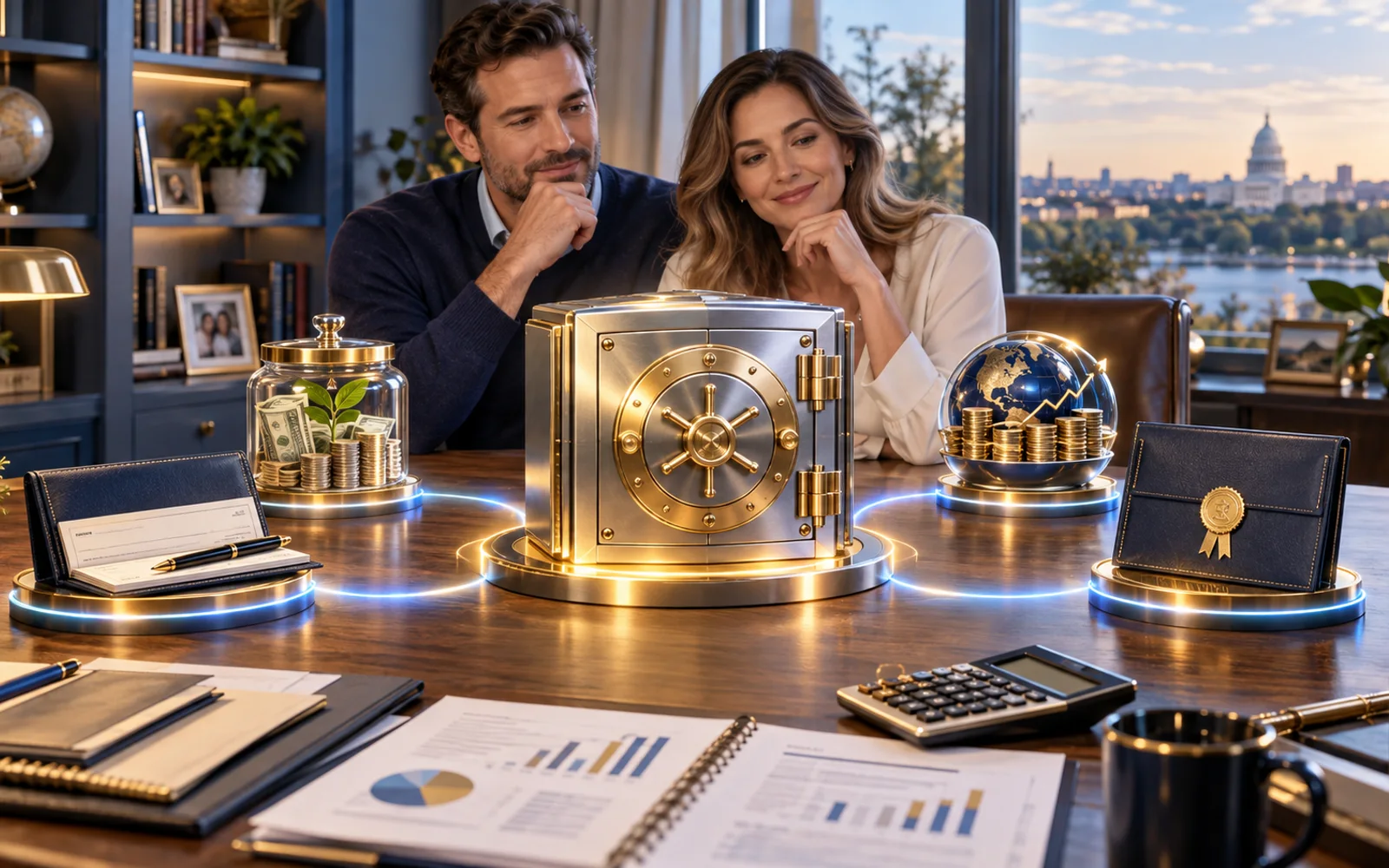 Checking, savings, money market deposit, and CD accounts represented together