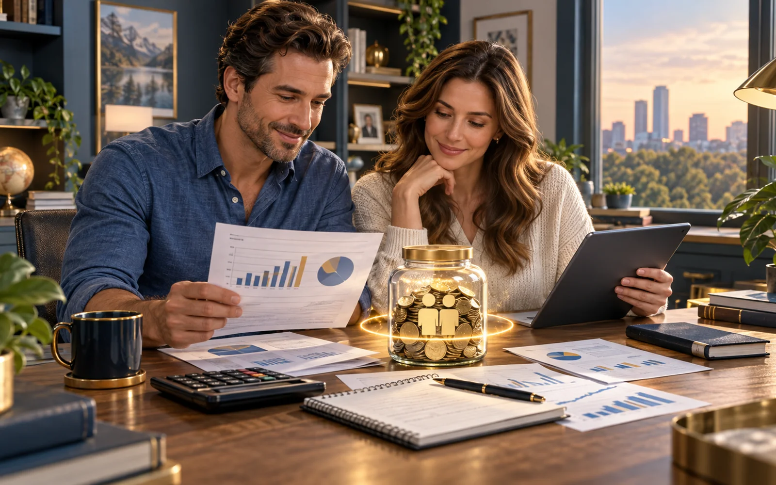 Two people jointly holding a bank account