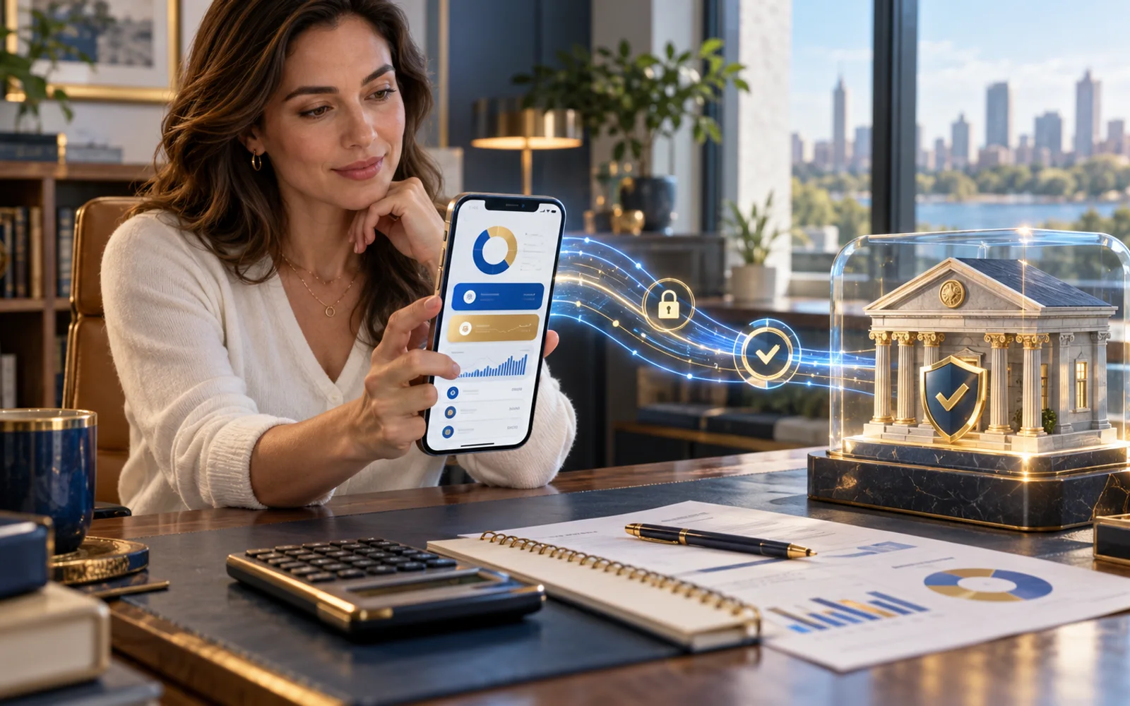 Mobile banking app connected to a partner bank