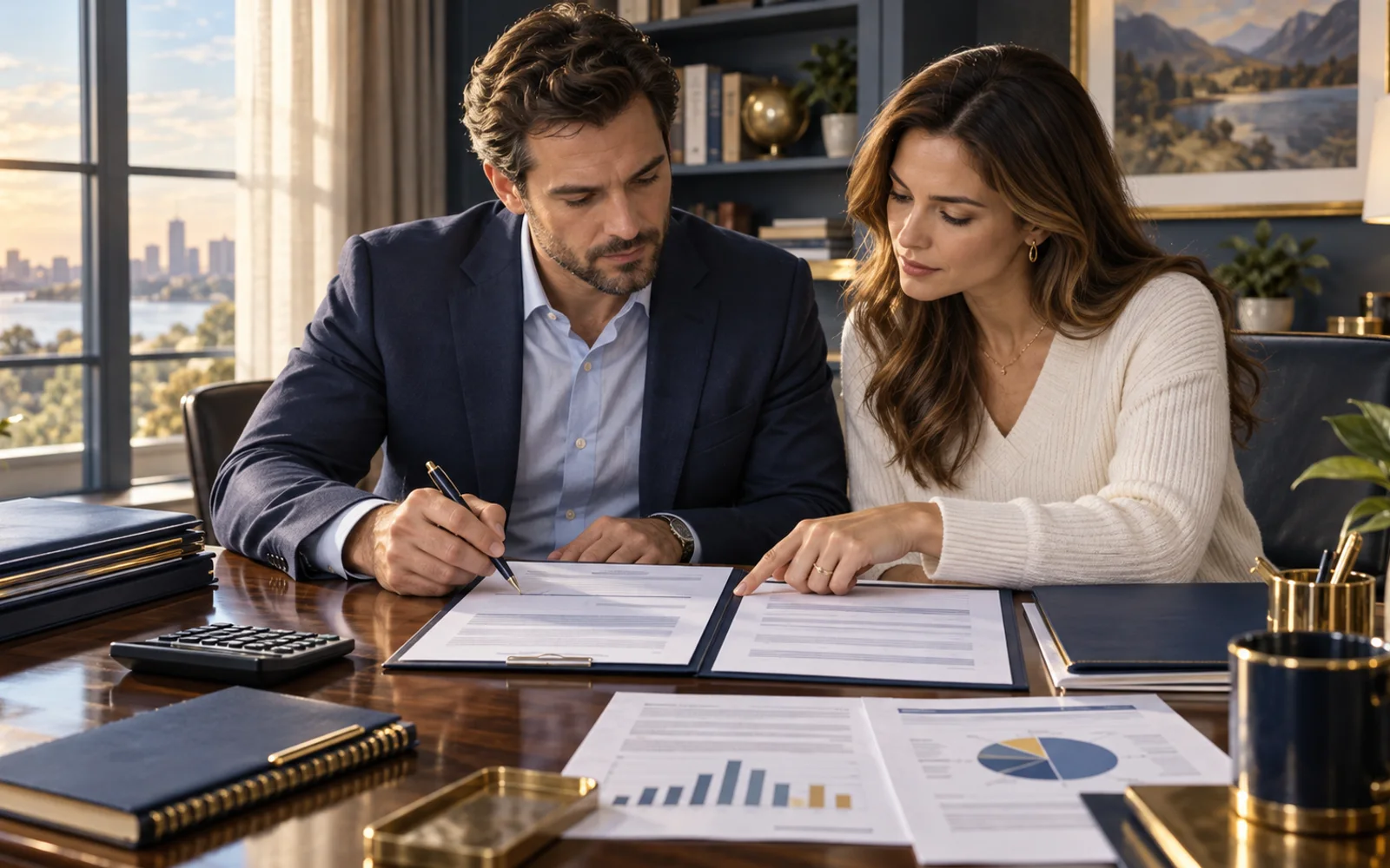 Account ownership documents being reviewed carefully before signing