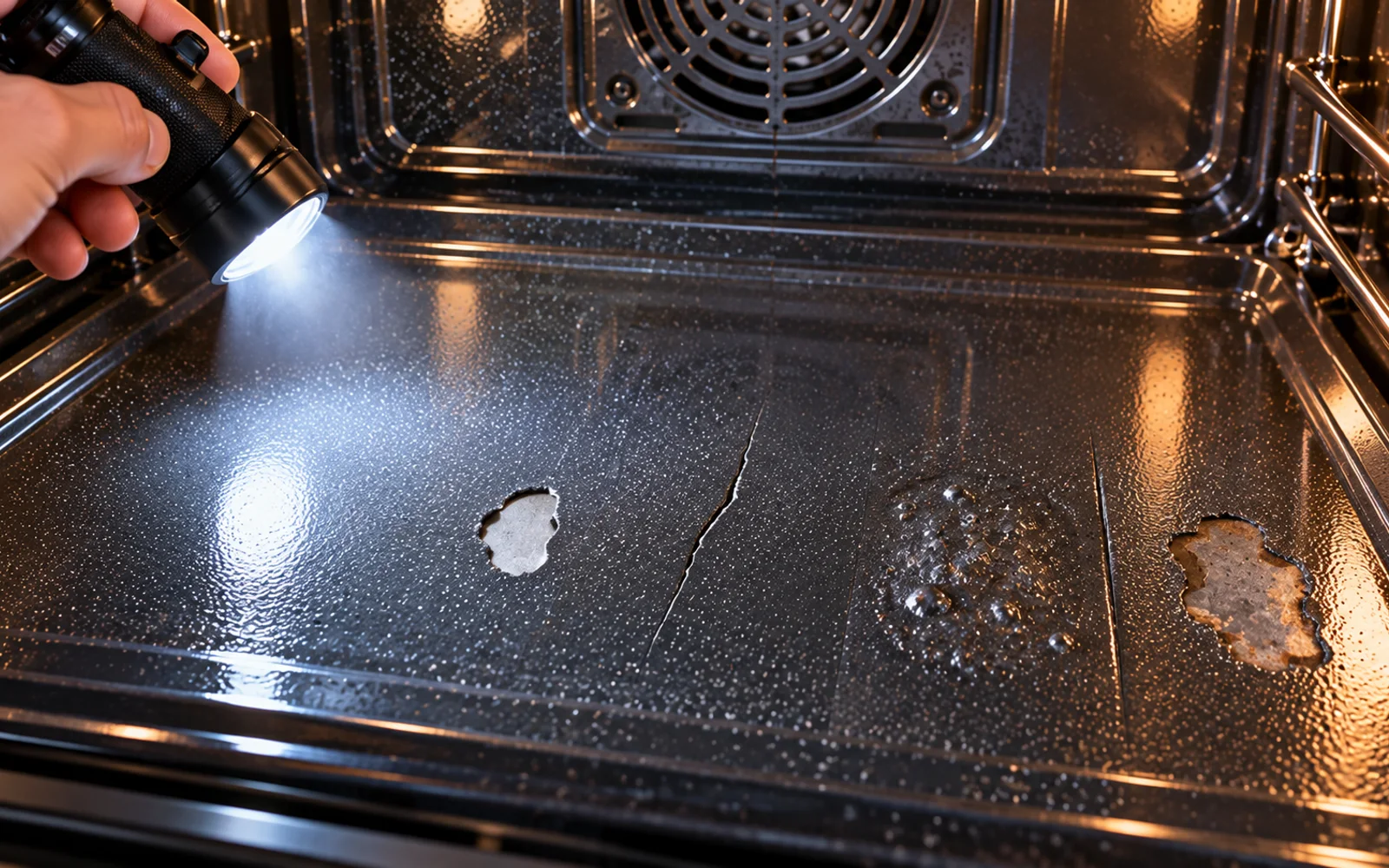Clean water and microfiber cloth being used for the final oven rinse