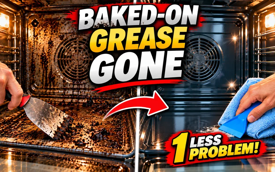 How to Clean Baked-On Oven Grease Without Harsh Scrubbing - problem and solution